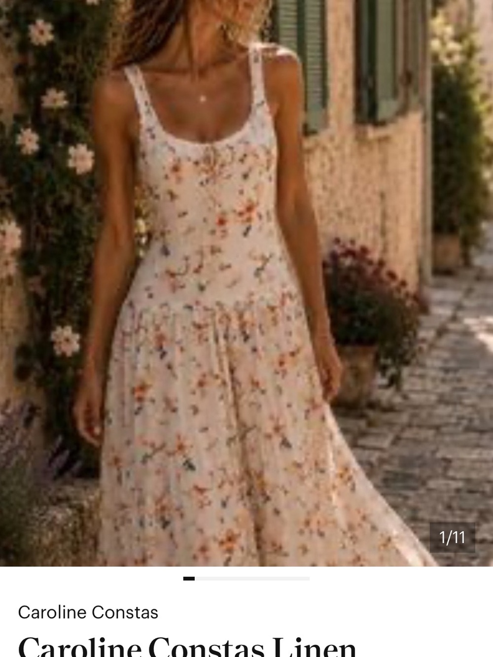 Caroline Constas Tuckernuck cotton cream floral midi dress size S